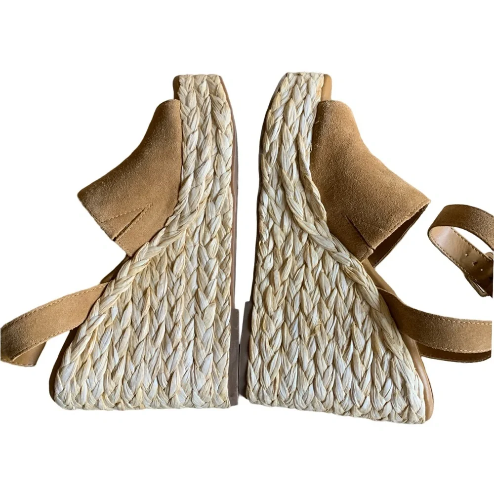 Mark Fisher Tan Suede Nelly Wedge Square Toe Ankle Buckle Platform Wedges Sz 8 - Picture 6 of 15